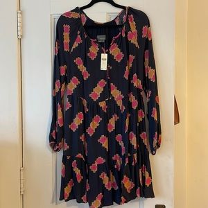 NWT Anthropologie Patterned Navy Dress